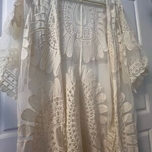 Rebellion Cream Lace Swim Coverup